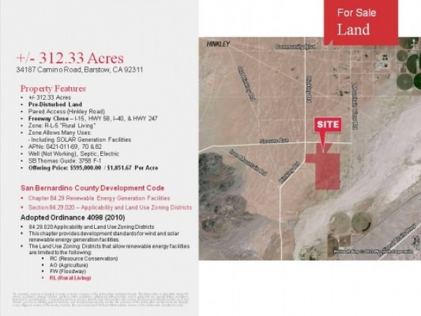 Listing Image #1 - Land for sale at 34187 Camino Rd, Barstow CA 92311