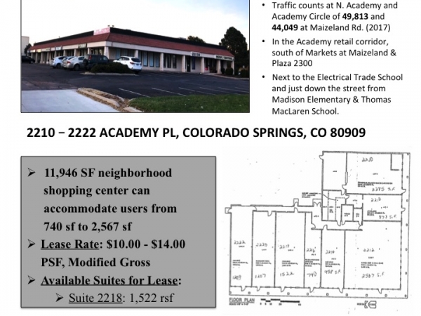Listing Image #1 - Retail for lease at 2210-2222 Academy Place, Colorado Springs CO 80909