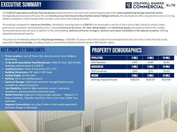 Listing Image #2 - Industrial for lease at 9,000 SF FLEX FOR LEASE Parcel 9-9-10, Off Consumer Row, King George VA 22485