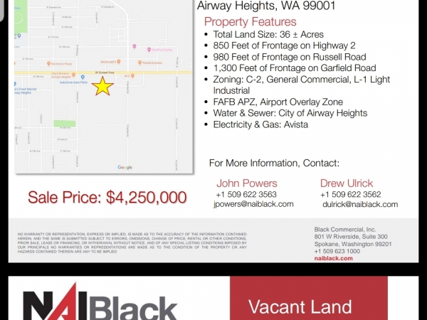 Listing Image #1 - Land for sale at Hwy 2 Between Russell St & Garfield Rd., Airway Heights WA 99001