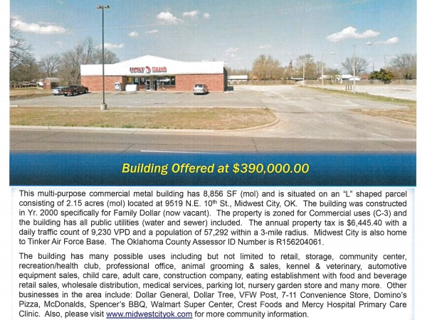 Listing Image #1 - Retail for sale at 9519 NE 10th St., Midwest City, OK 73130, Midwest City OK 73130