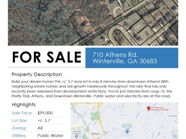 Listing Image #1 - Land for sale at 710 Athens Road, Winterville GA 30683