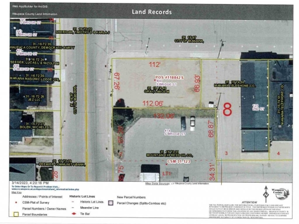 Listing Image #1 - Land for sale at 400 BRIDGE Street, MANAWA WI 54949