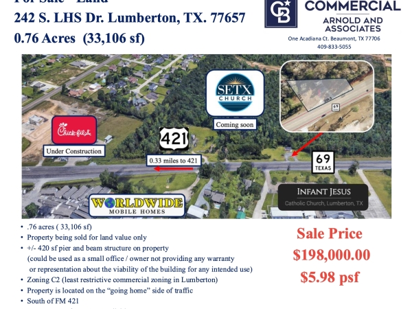 Listing Image #1 - Land for sale at 242 S LHS Dr., Lumberton TX 77657