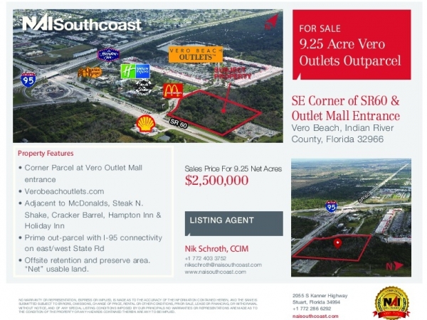 Listing Image #1 - Land for sale at SR 60 & Outlet Mall Entrance, Vero Beach FL 32966