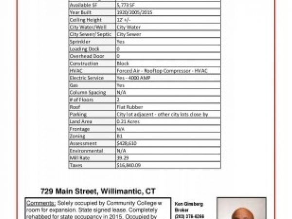 Listing Image #3 - Retail for sale at 729 Main Street, Willimantic CT 06226 Listing Image #3 - Retail for sale at 729 Main Street, Willimantic CT 06226